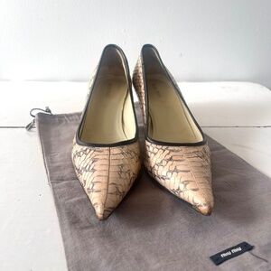 Miu Miu Peach Snakeskin Kitten Heel Pumps EU 37.5/US 7